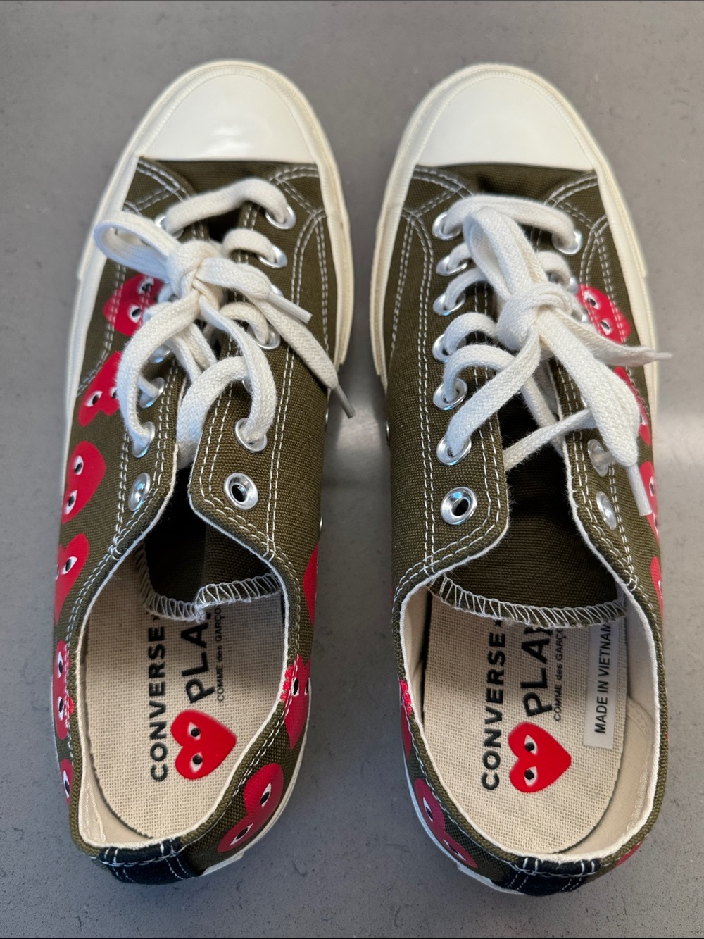 Converse x COMME des GARÇONS Olive Green Low Top Sneakers - Picture 6 of 8